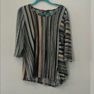 Onque Casuals Striped Blouse in Black and Gray